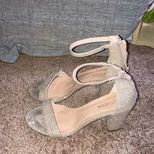 Top Moda High Heel, tan/neutral glittery sparkle 2.5 Inch heel